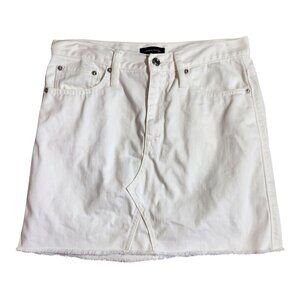 J.Crew White Denim Mini Skirt With Raw Hem Womens Size 28